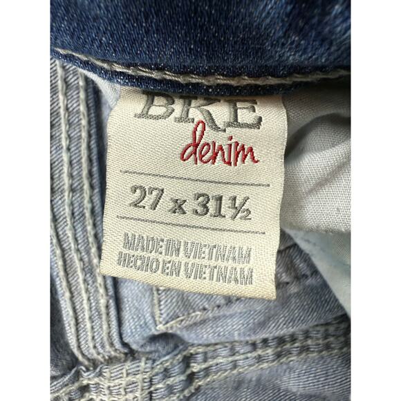 BKE Women’s Stella Distressed Straight Leg Jeans Blue Medium Wash Sz 27R 27x31.5 - Picture 5 of 12